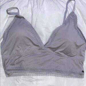 Lace Trim Gray Bralette